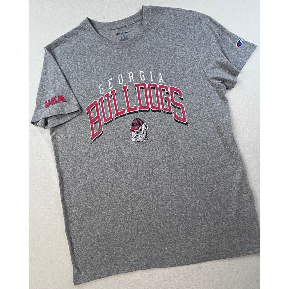 GEORGIA BULLDOGS Mens L Short Sleeve T-Shirt Gray Heather NCAA Graphic Tee UGA